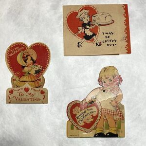 Lot Of 3 Vintage 1930-1940s Valentines Cards